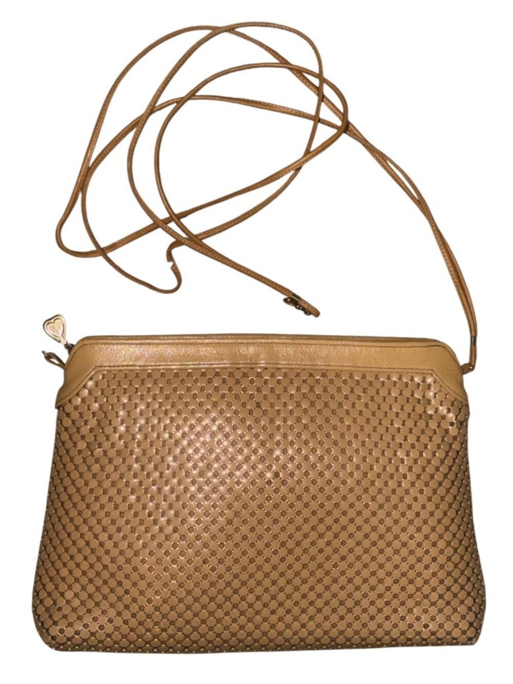 VTG Whiting & Davis Mesh Handbag Beige Metal Chainmail 3-way Bag 80s USA Clutch - Picture 6 of 12